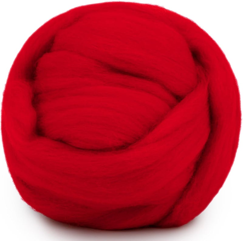 Mayboos Wool Roving Yarn, 1.76oz Colored Natural Wool Roving,Wool Felting Supplies Pure Wool Chunky Yarn for Wet Felting handcrafts and Spinning (Red Color) - Image 1